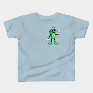 Recycling Can Cartoon Green Kids T-Shirt